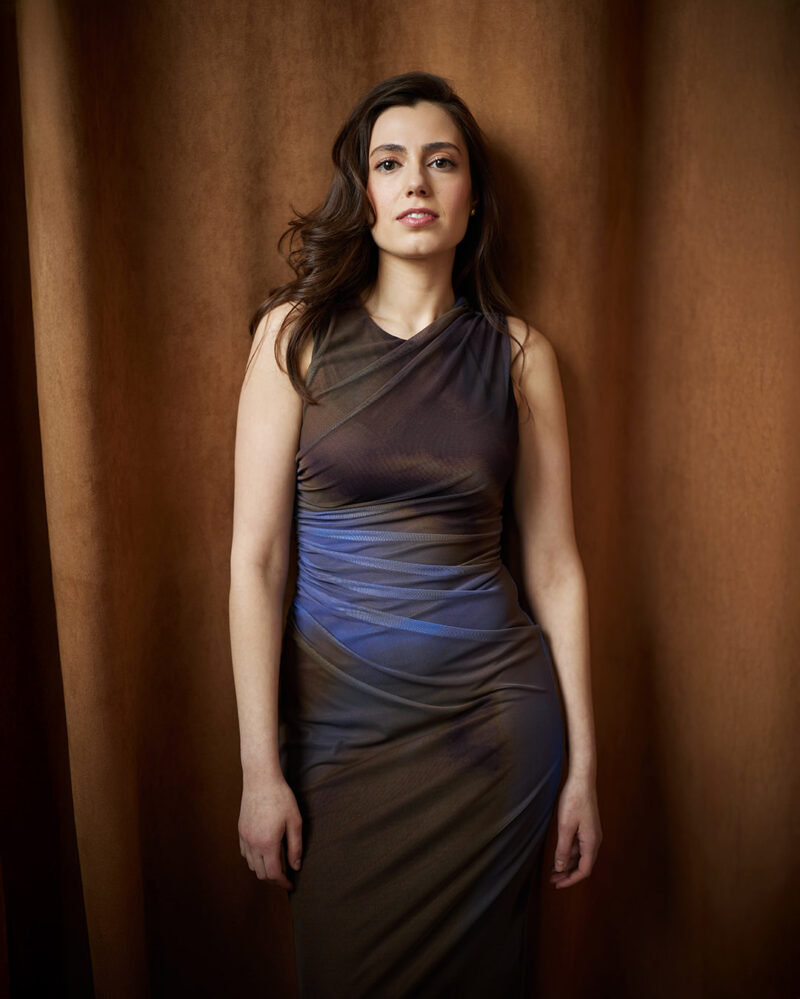 Montreal-actress-portrait-casting-headshot-purple-dress-textural-curtain-background-by-nadia-zheng